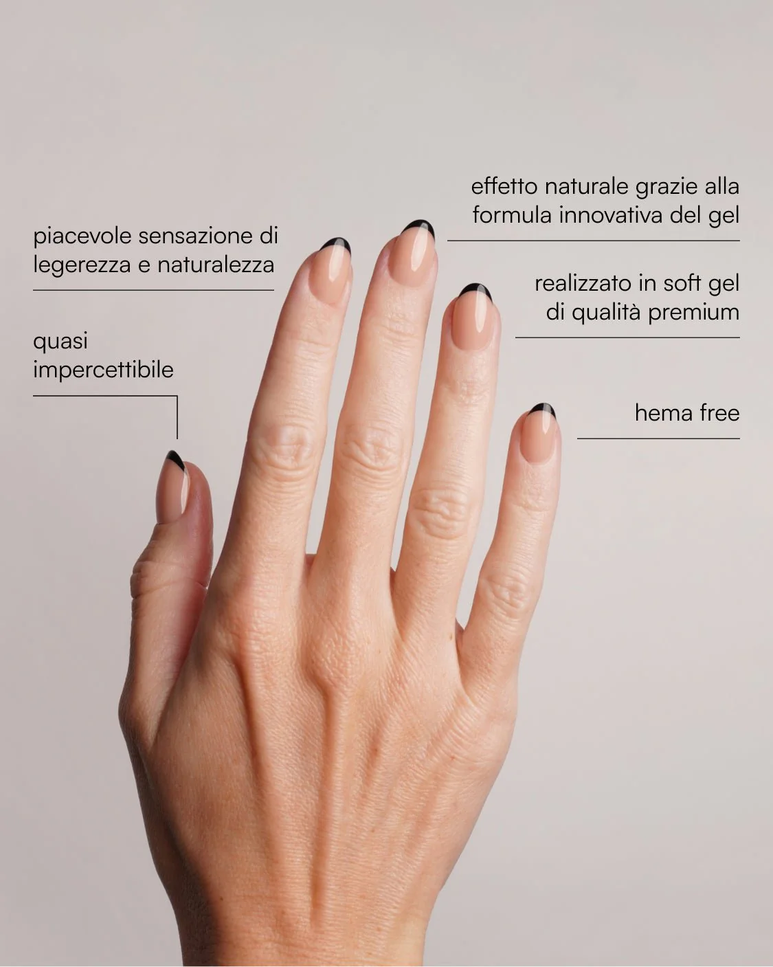 Black French Corte Rotonde Press Ons in Soft Gel - Image 3