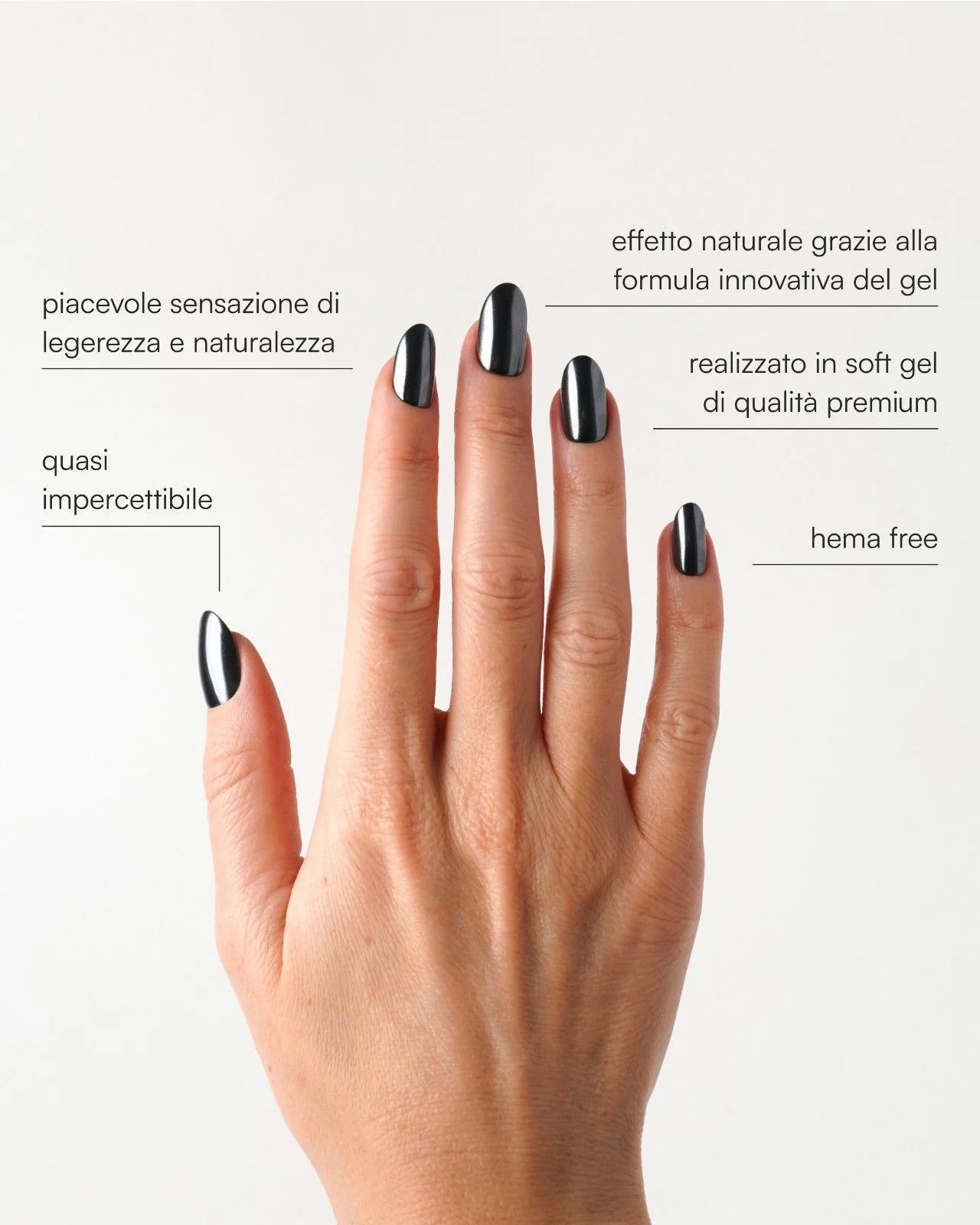 Black Pearl Medie Rotonde Press Ons in Soft Gel - Image 3