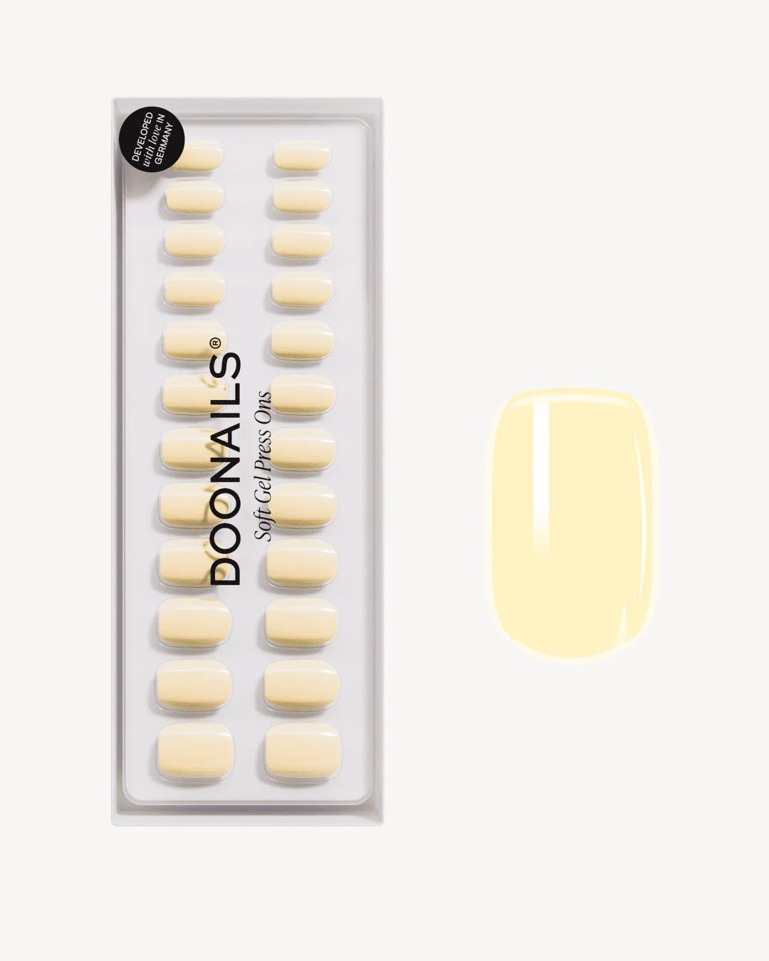 Butter Yellow Corte Quadrate Press Ons in Soft Gel