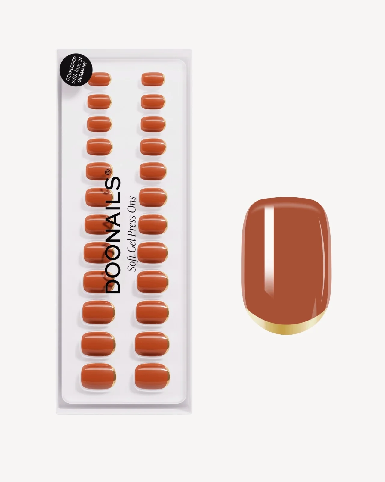 Cinnamon Extra Corte Quadrate Press Ons in Soft Gel