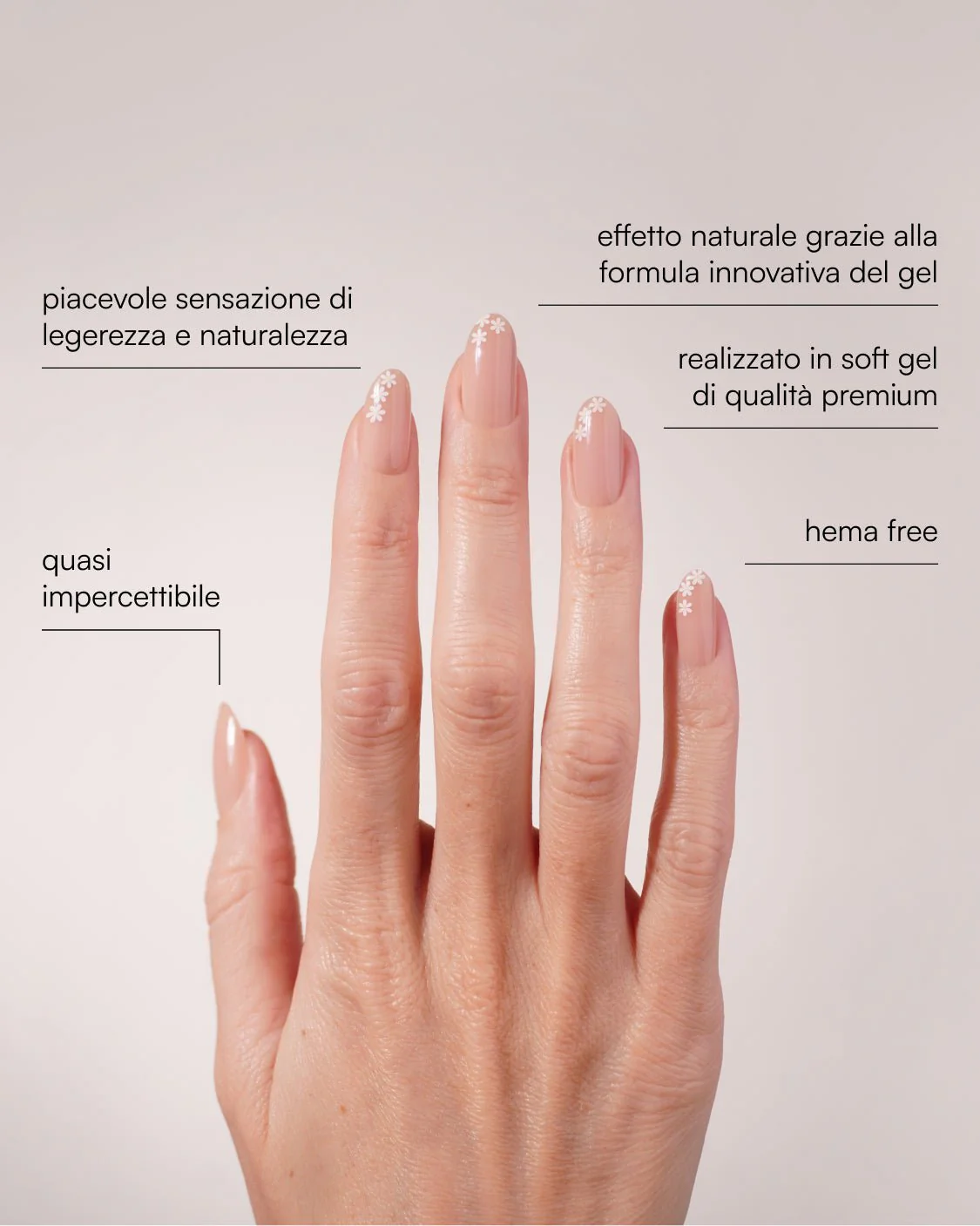 Flower Power Medie Rotonde Press Ons in Soft Gel - Image 3