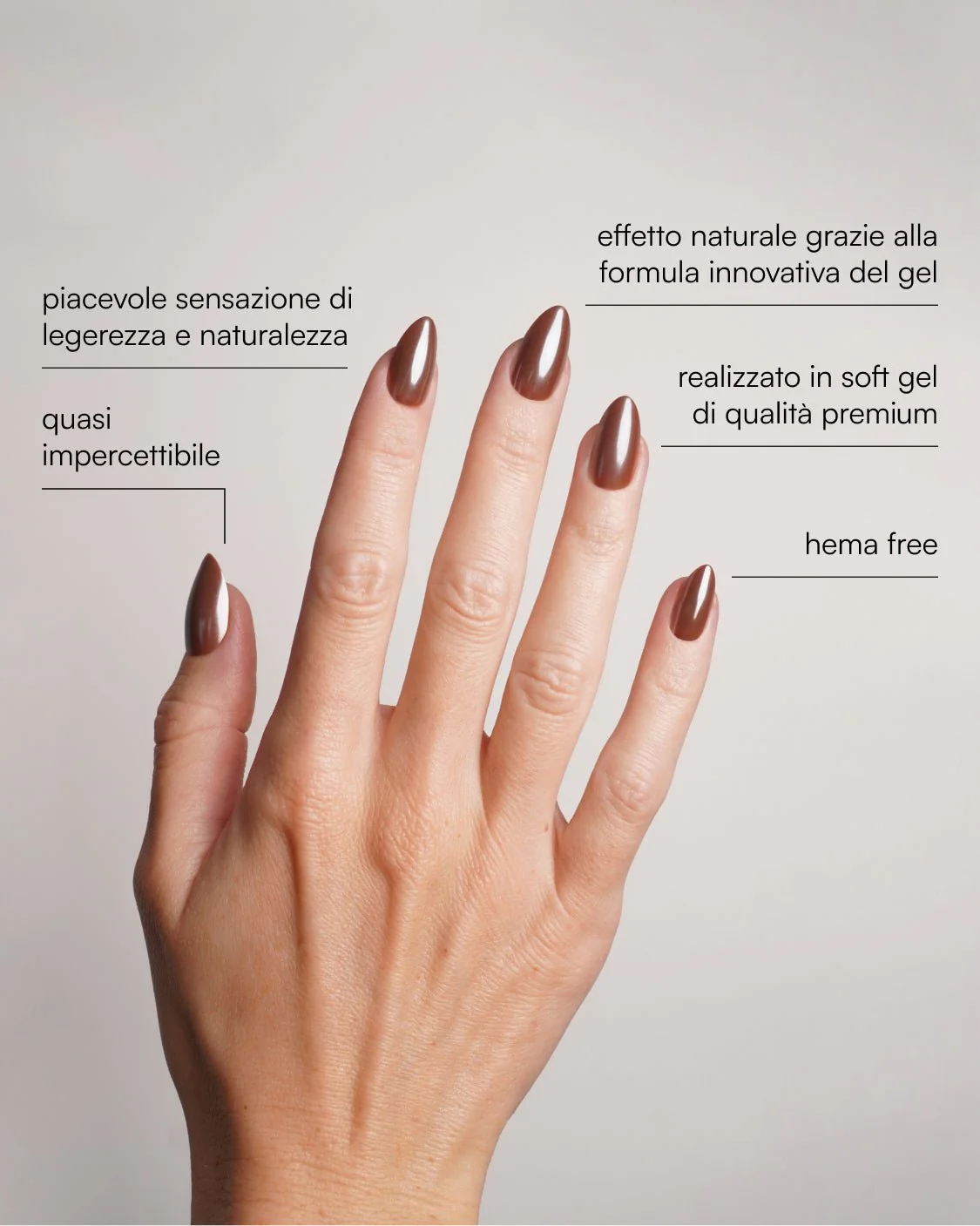 Glazed Chocolate Corte Mandorla Press Ons in Soft Gel - Image 3