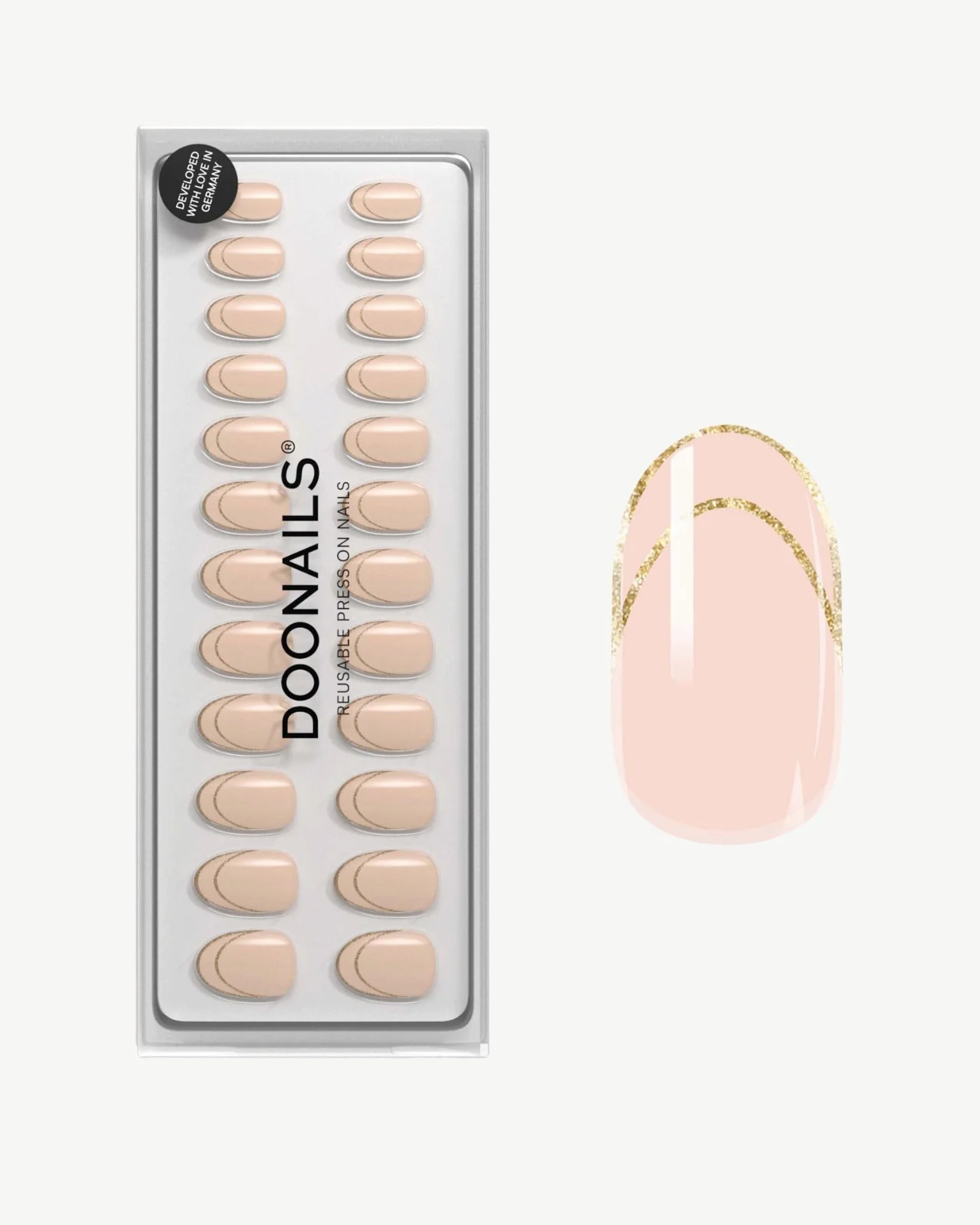 Golden French Medie Rotonde Press Ons in Soft Gel