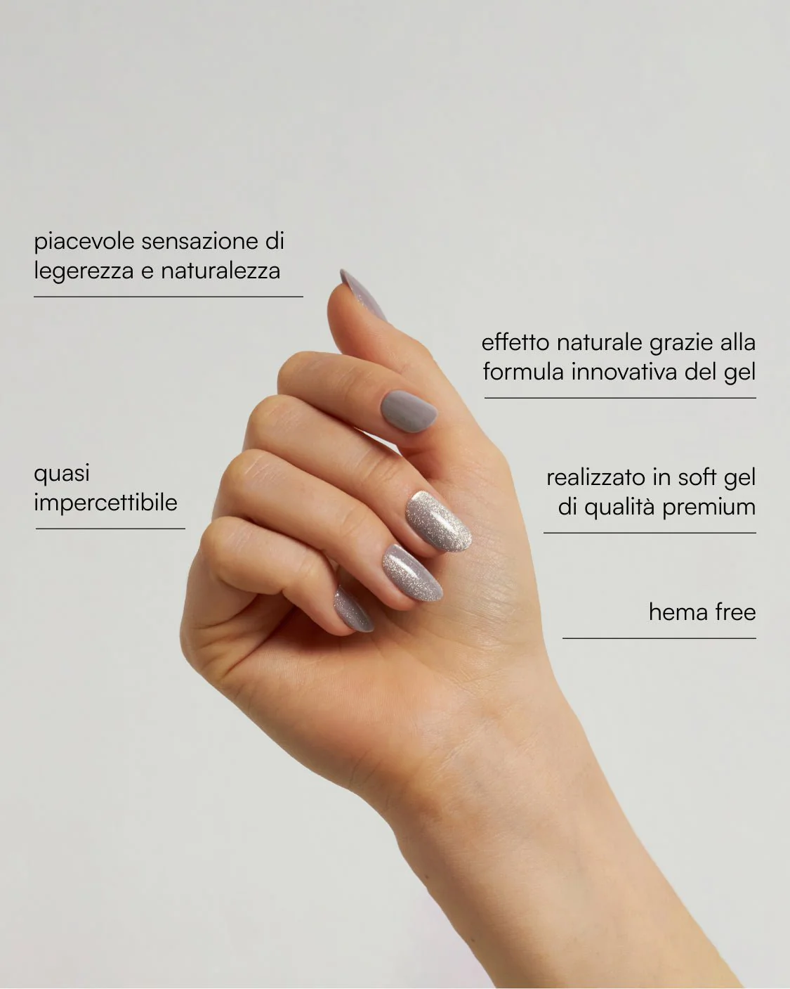 Grey Cat Eye Medie Rotonde Press Ons in Soft Gel - Image 3