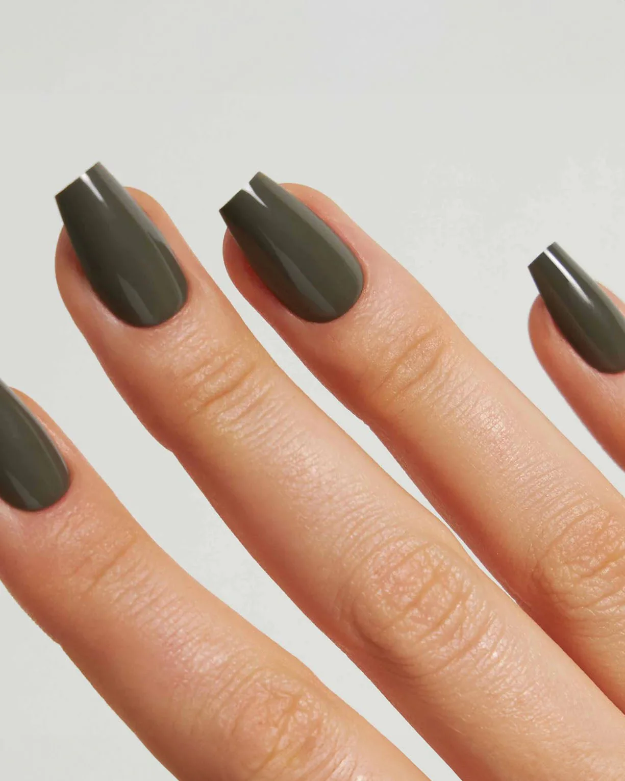 Khaki Corte Coffin Press Ons in Soft Gel - Image 2