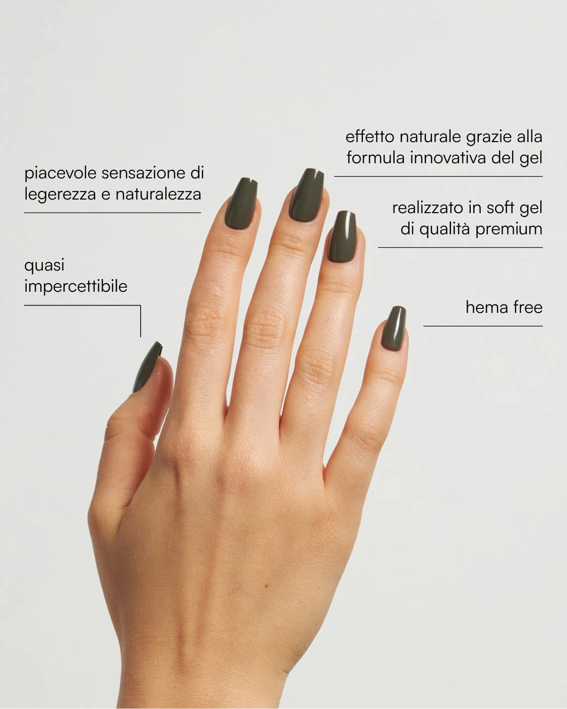 Khaki Corte Coffin Press Ons in Soft Gel - Image 4
