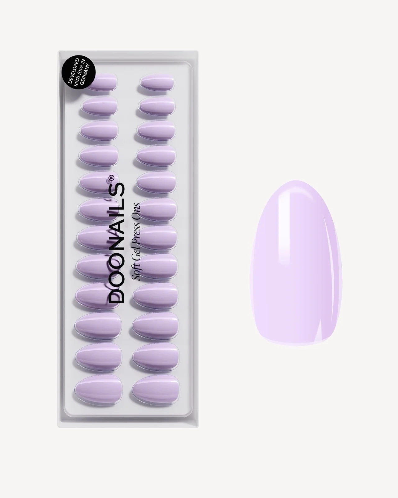Lavender Mist Corte Mandorla Press Ons in Soft Gel