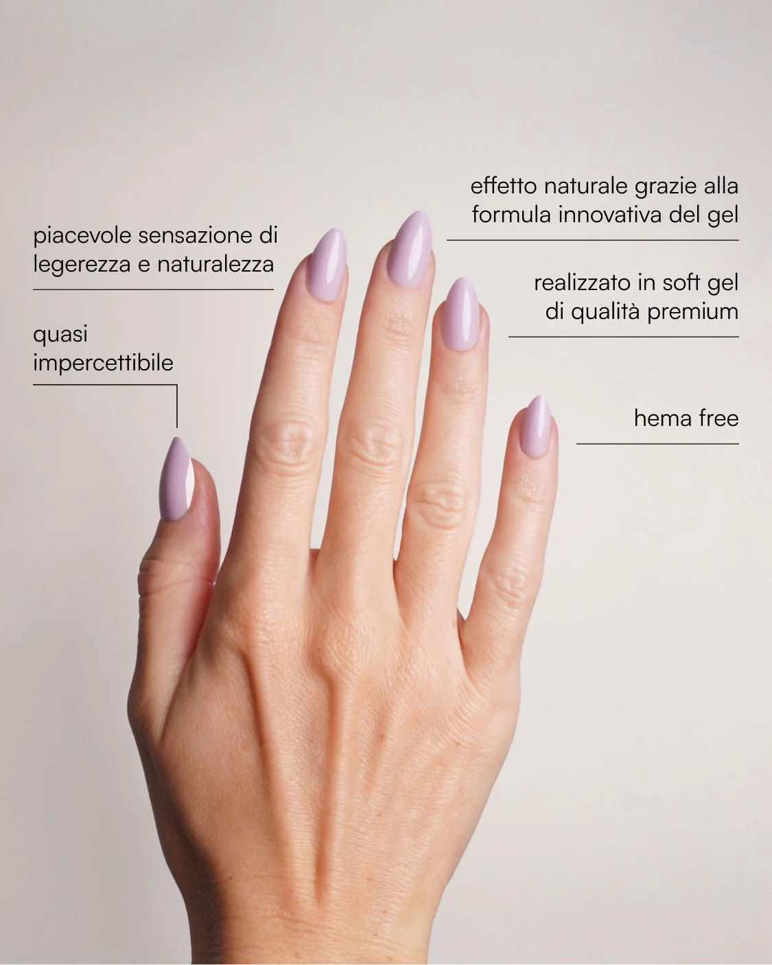 Lavender Mist Corte Mandorla Press Ons in Soft Gel - Image 3