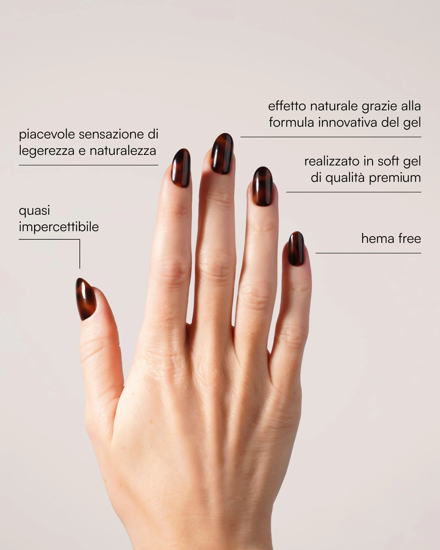 Mosaic Amber Medie Rotonde Press Ons in Soft Gel - Image 3