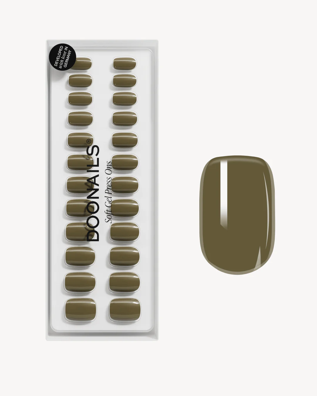 Moss Green Corte Quadrate Press Ons in Soft Gel