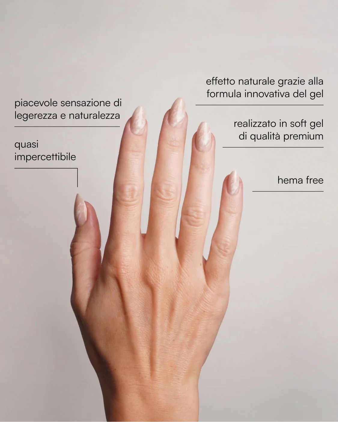 Nude Marble Corte Mandorla Press Ons in Soft Gel - Image 3