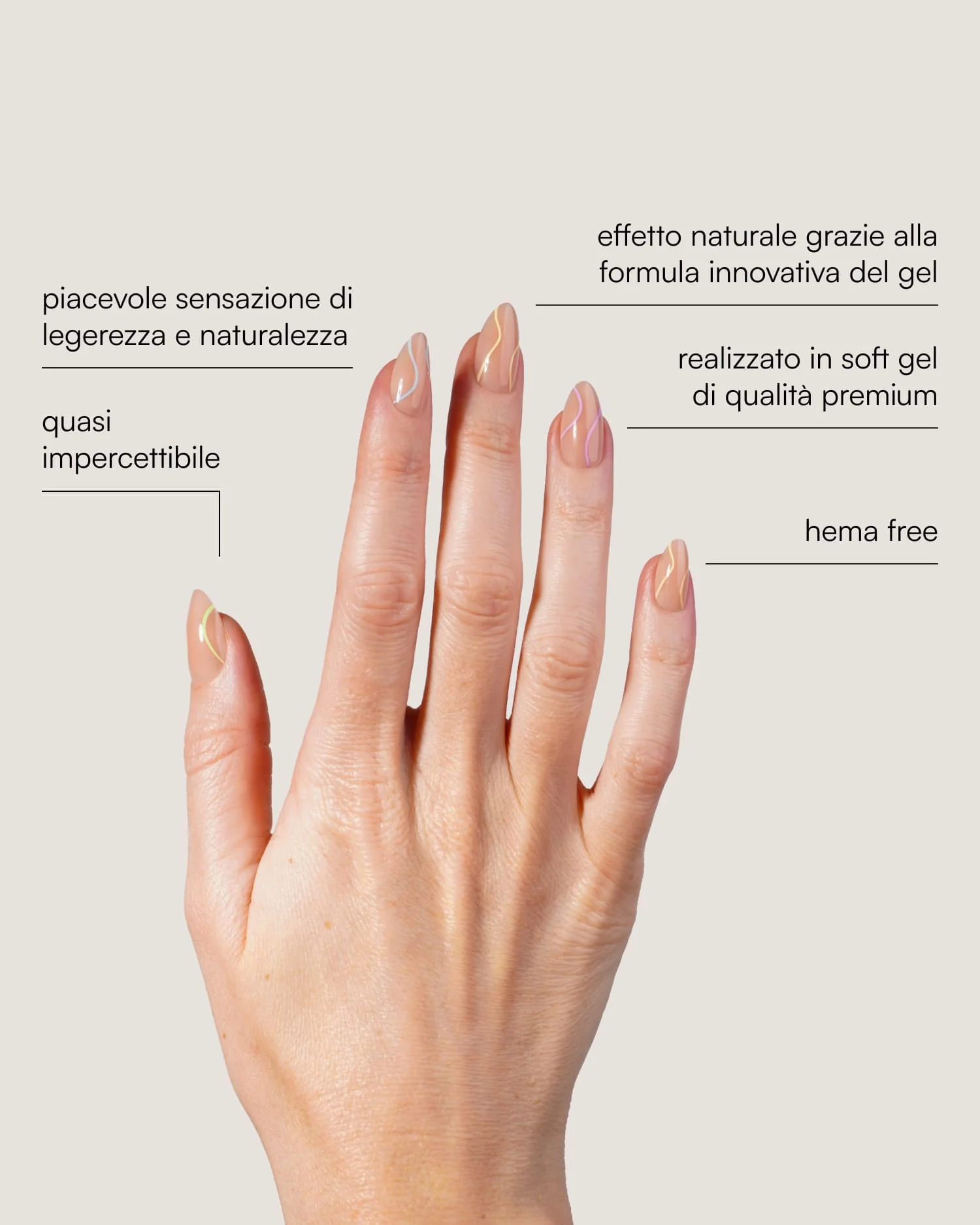 Pastel Swirl Corte Mandorla Press Ons in Soft Gel - Image 3