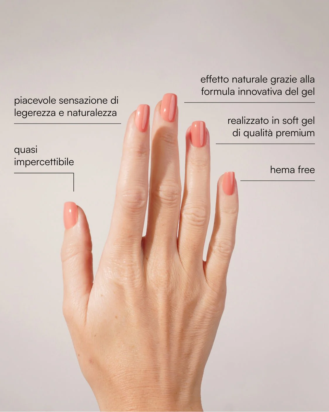 Peach Please Corte Quadrate Press Ons in Soft Gel - Image 3