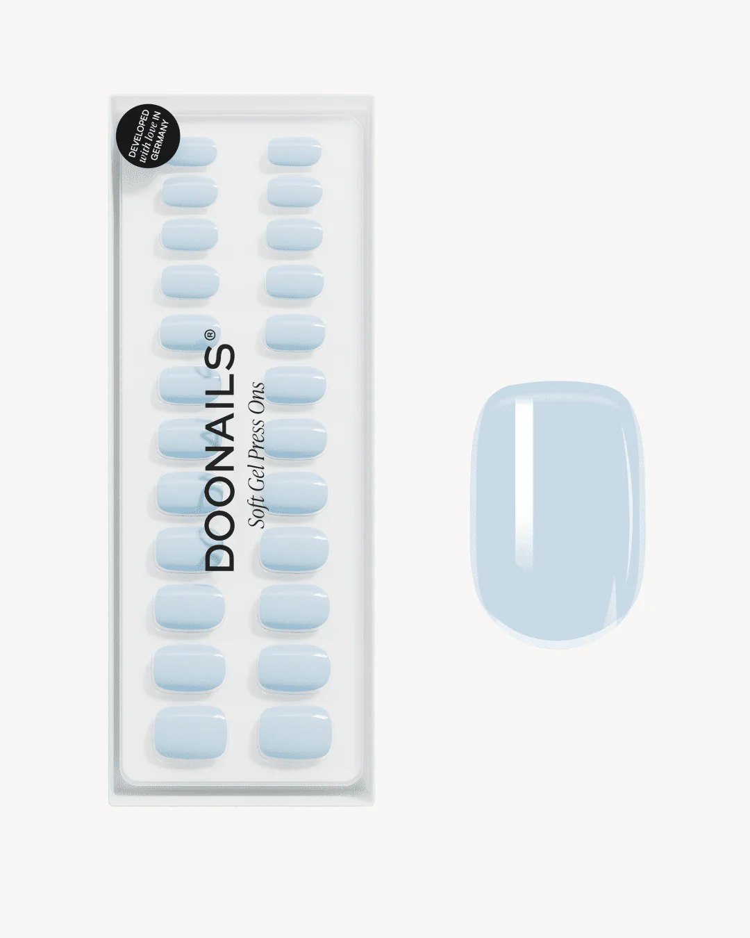 Powder Blue Extra Corte Quadrate Press Ons in Soft Gel