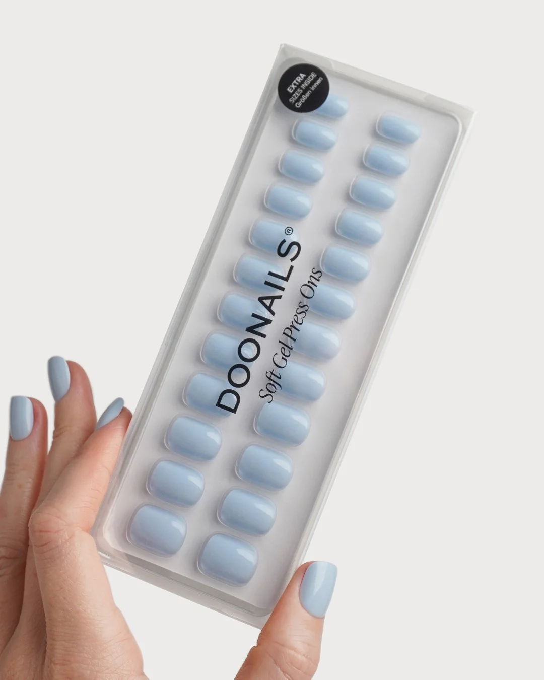 Powder Blue Extra Corte Quadrate Press Ons in Soft Gel - Image 3