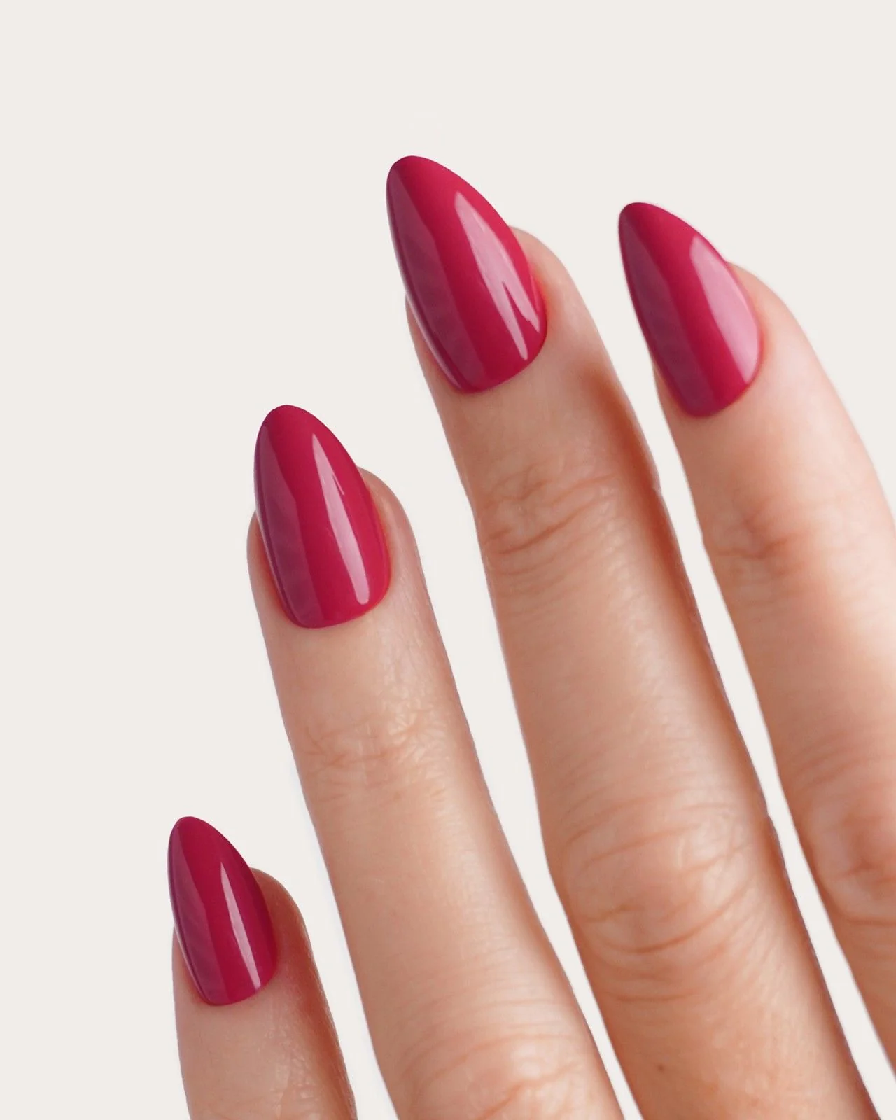 Raspberry Corte Mandorla Press Ons in Soft Gel - Image 2