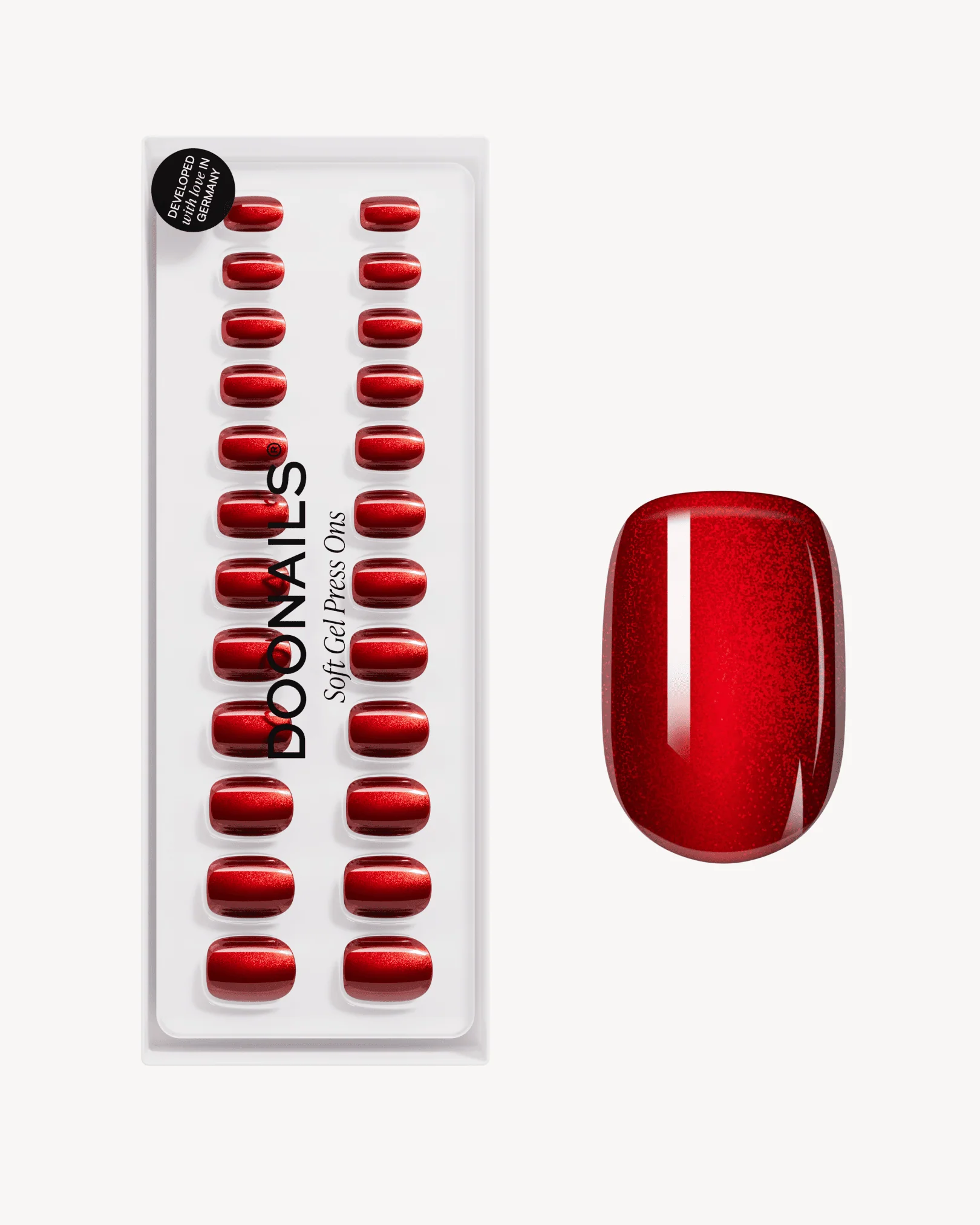 Red Cat Eye Extra Corte Quadrate Press Ons in Soft Gel