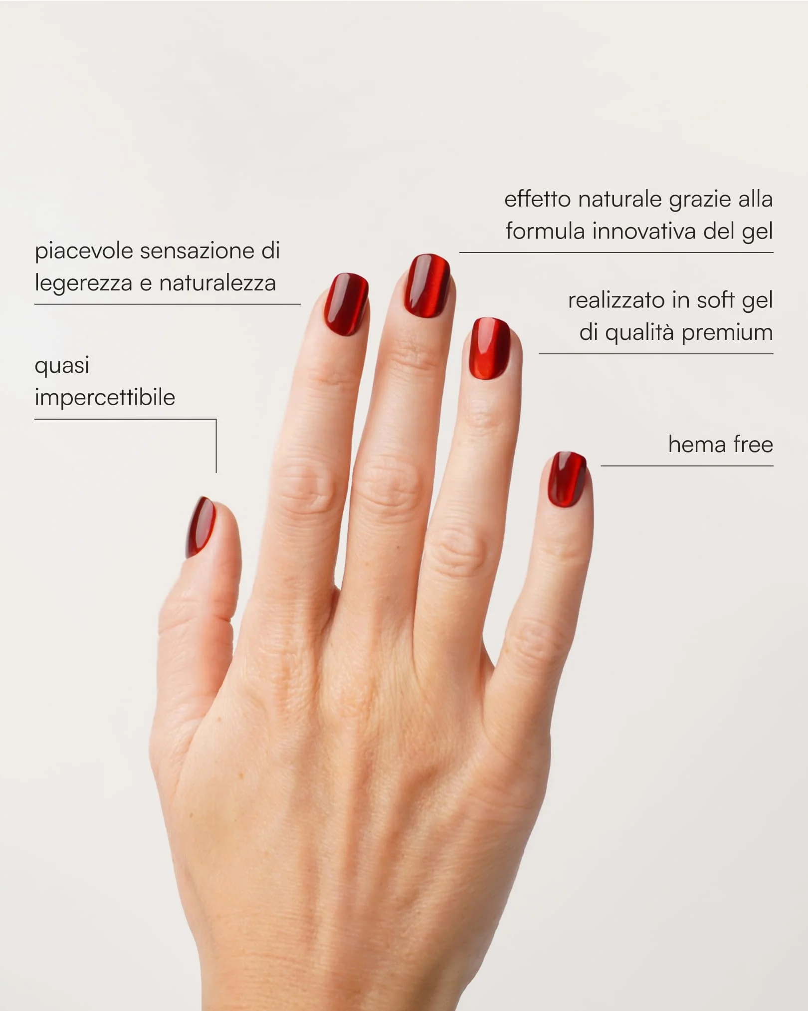 Red Cat Eye Extra Corte Quadrate Press Ons in Soft Gel - Image 3