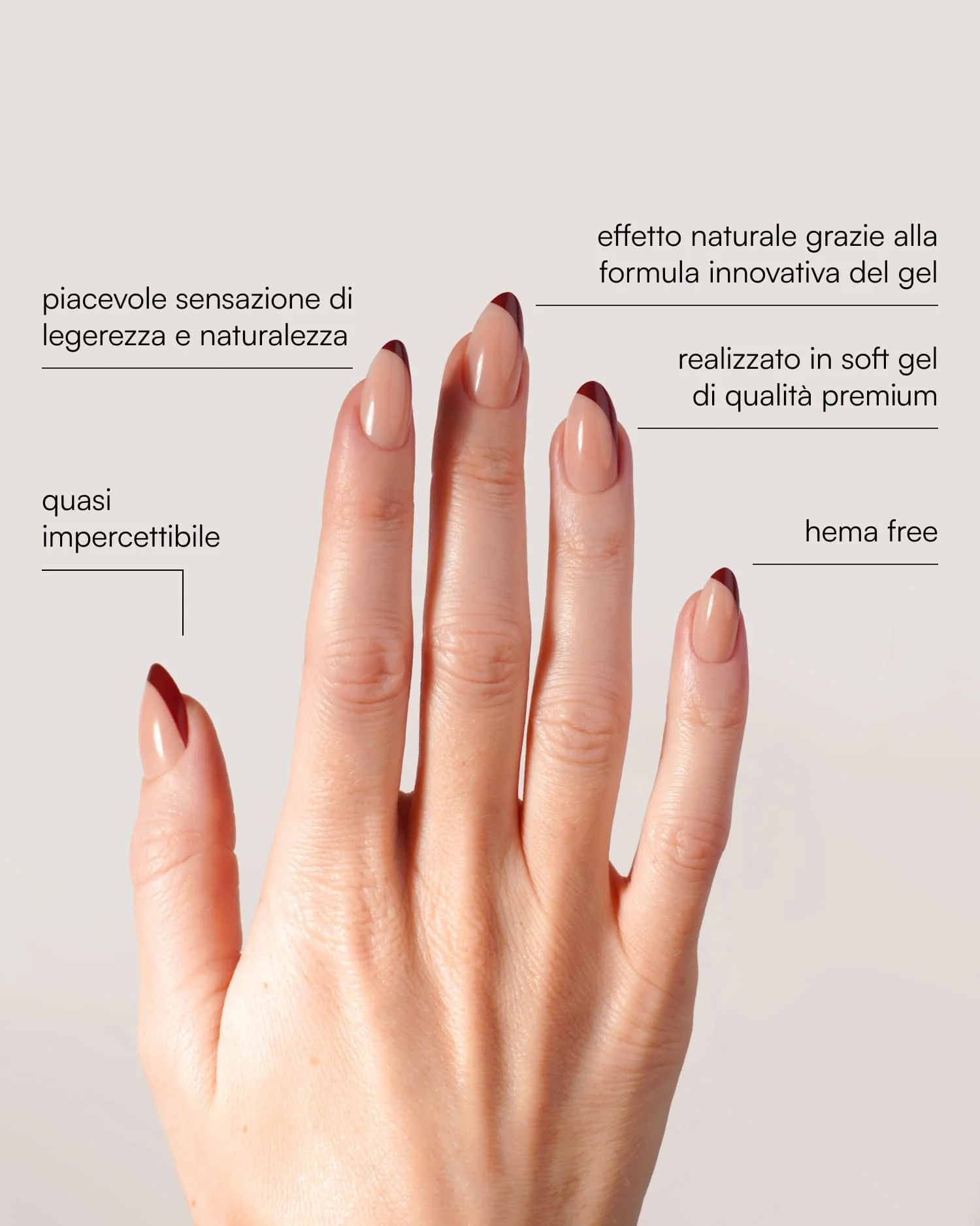 Red Slate French Corte Mandorla Press Ons in Soft Gel - Image 3