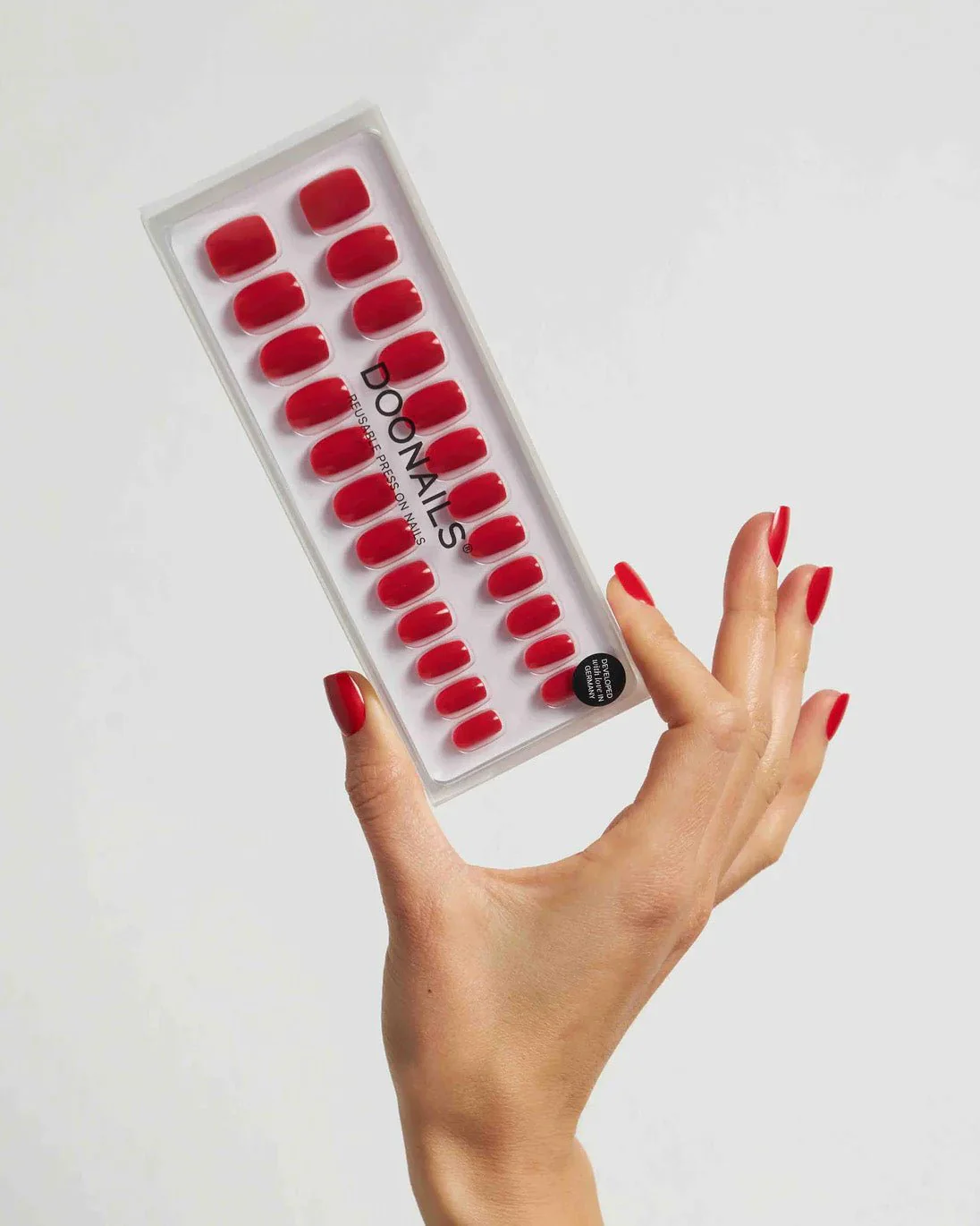 Rose Red Corte Quadrate Press Ons in Soft Gel - Image 4