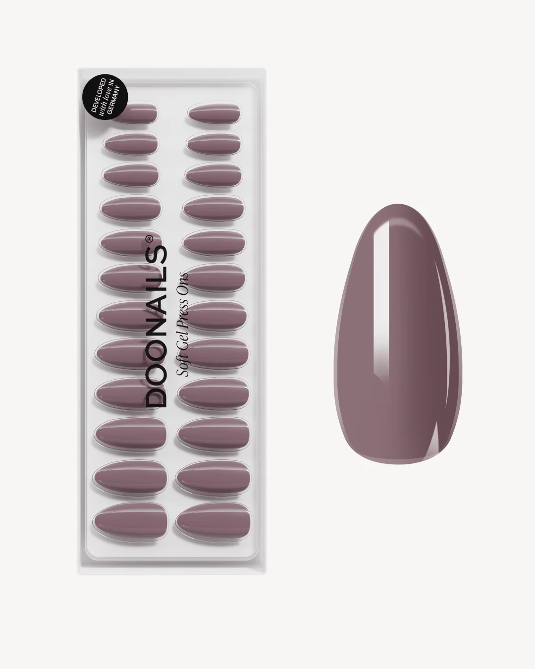 Silent Night Mauve Medie Mandorla Press Ons in Soft Gel