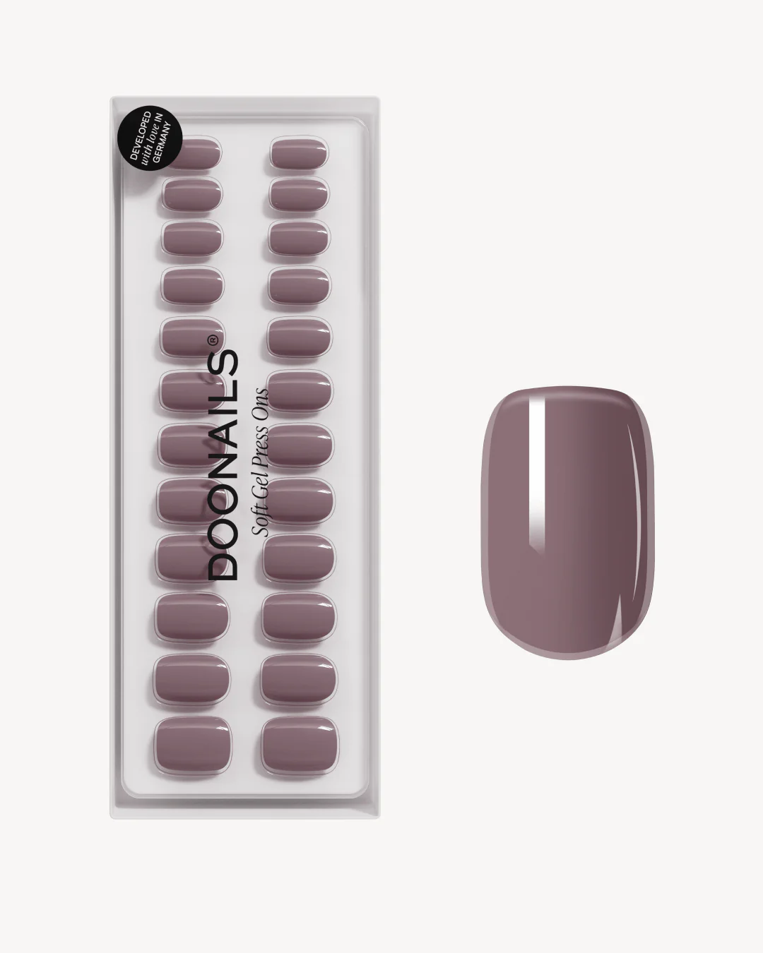 Silent Night Mauve Corte Quadrate Press Ons in Soft Gel