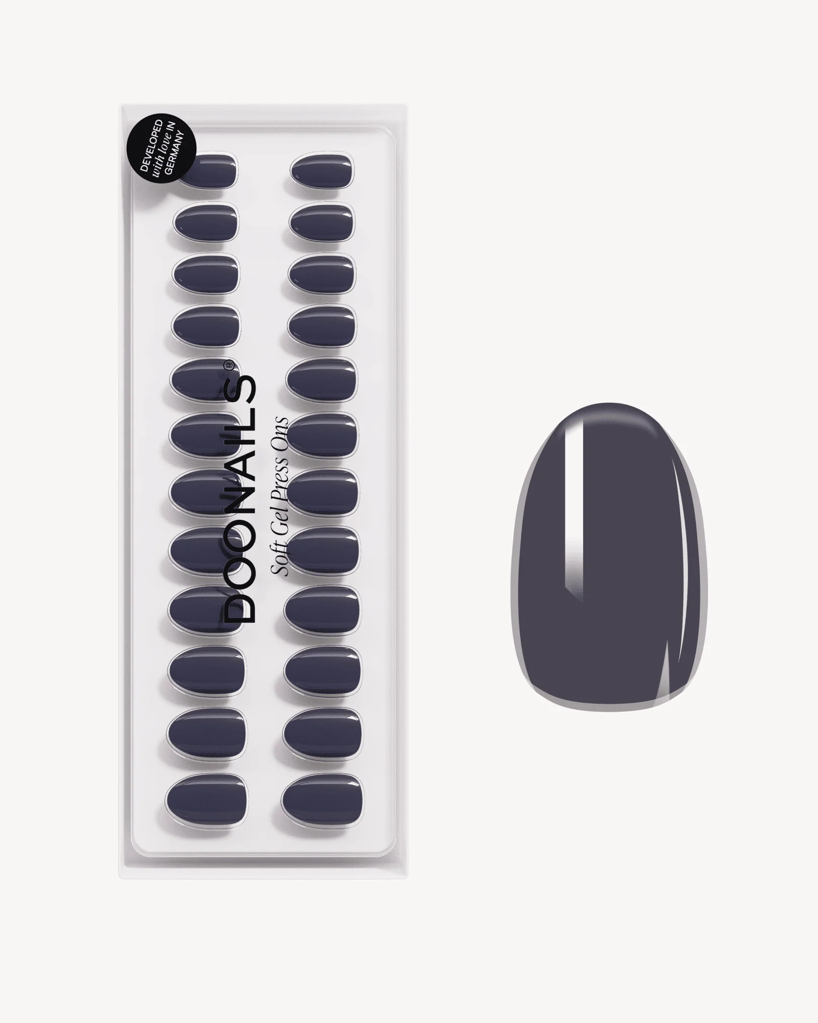 Stormy Grey Corte Rotonde Press Ons in Soft Gel